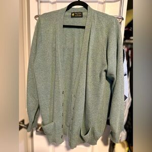 MacMillan of Scotland 100% Cashmere Heather Green Cardigan L